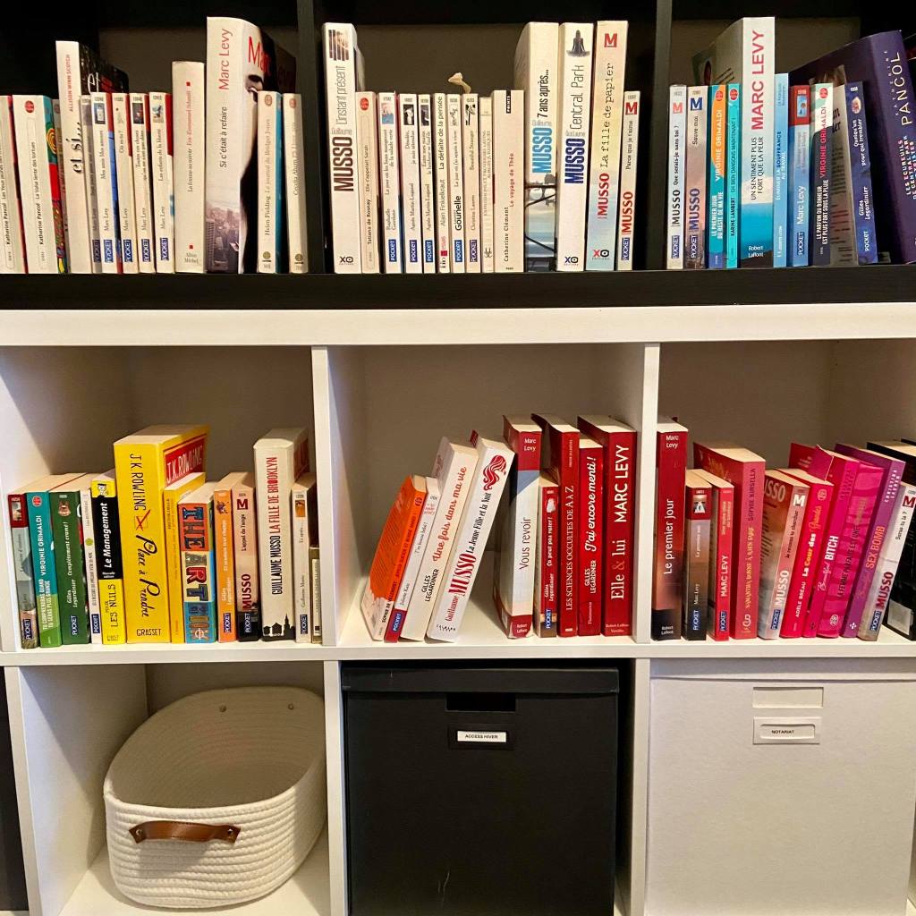 Livres rangés par couleurs de couverture